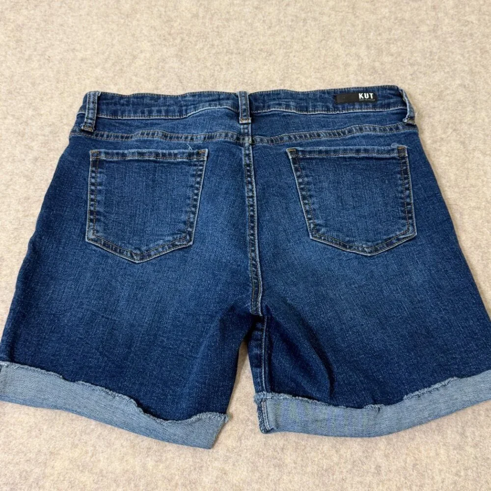 KUT From The Kloth Denim Shorts Size 10 Distressed Cuffed Stretch - Picture 6 of 15